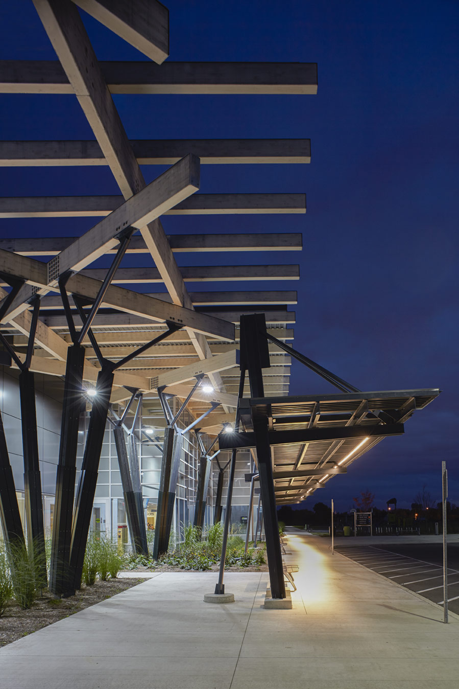 Gore Meadows Community Centre and Library, lattice work at entrance, Gordon + Gordon Group, Owner Representative